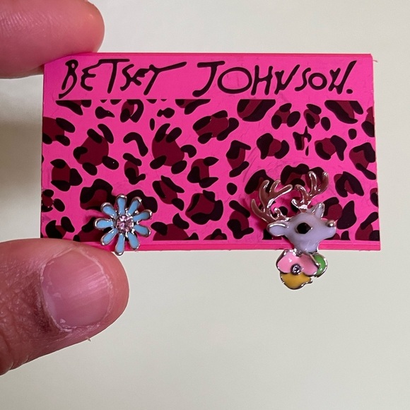 Betsey Johnson Flower and Deer Earrings - Multicolor - Picture 1 of 5